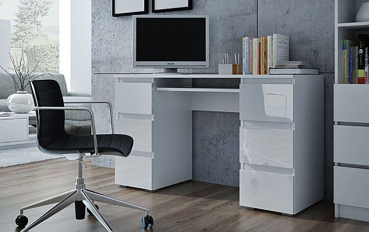 Lakierowane biurko Liner 3X - biały połysk 