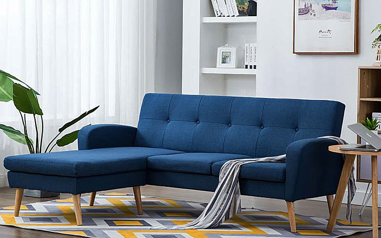 Sofa z leżanką Anita 4Q - niebieska 