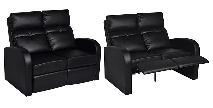 Fotele kinowe z podświetleniem led Mevic 2X - czarne.   