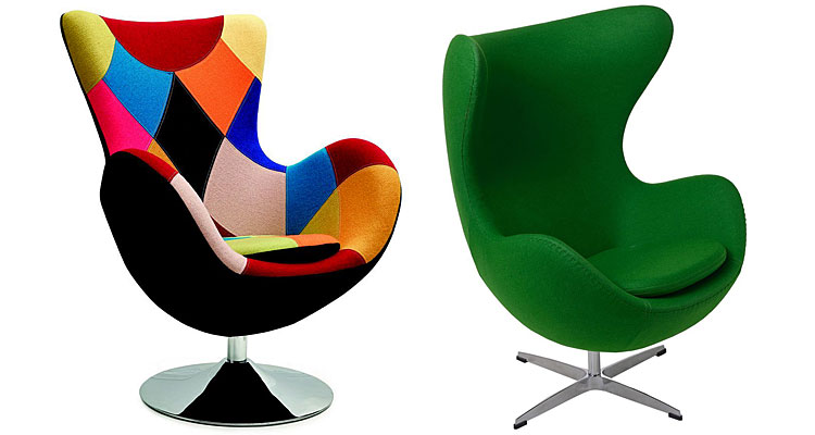 Od lewej: obrotowy fotel uszak Zoltis - patchwork; obrotowy fotel uszak Eggi 2 - zielony. 