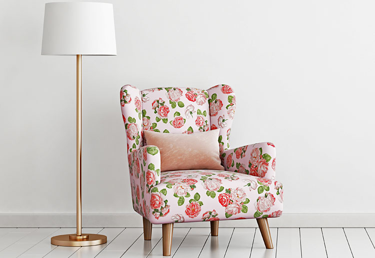 fotel w motywy kwiatowe idealny do salonu w stylu prowansalskim 