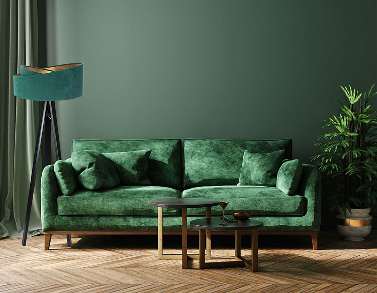 Welurowa kanapa w kolorze zielonym 
