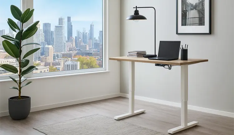 Biurko elektryczne w domowym home office 