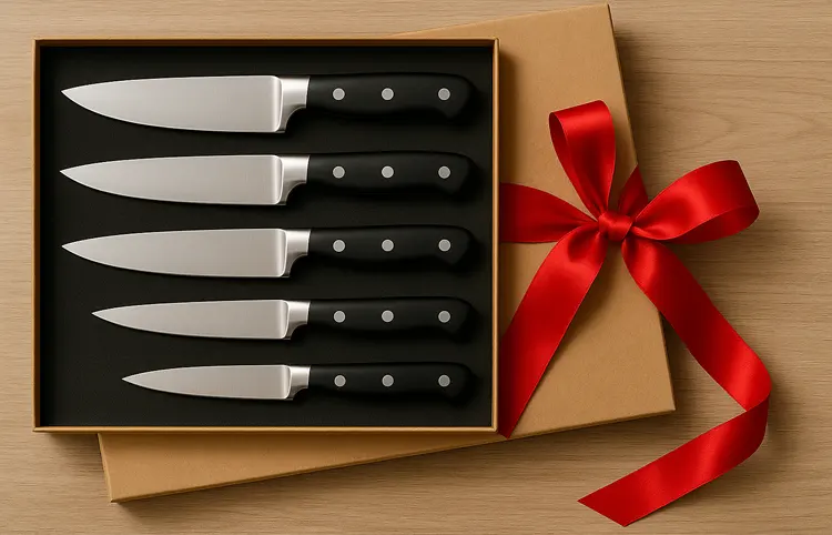 Zestaw noży jako atrakcyjny prezent dla kobiety. 