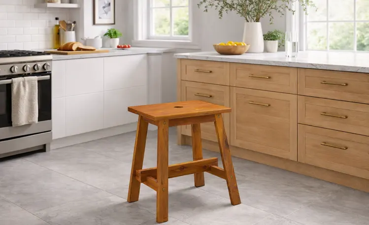Drewniany taboret w kuchni